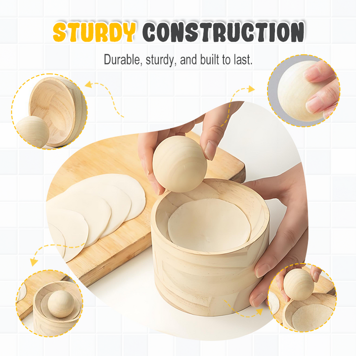 Dumpling Maker | Wooden Dough Press | Non-Stick Surface Tool