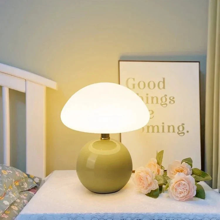 Elegant French Cream Mushroom Table Lamp for Home Decor