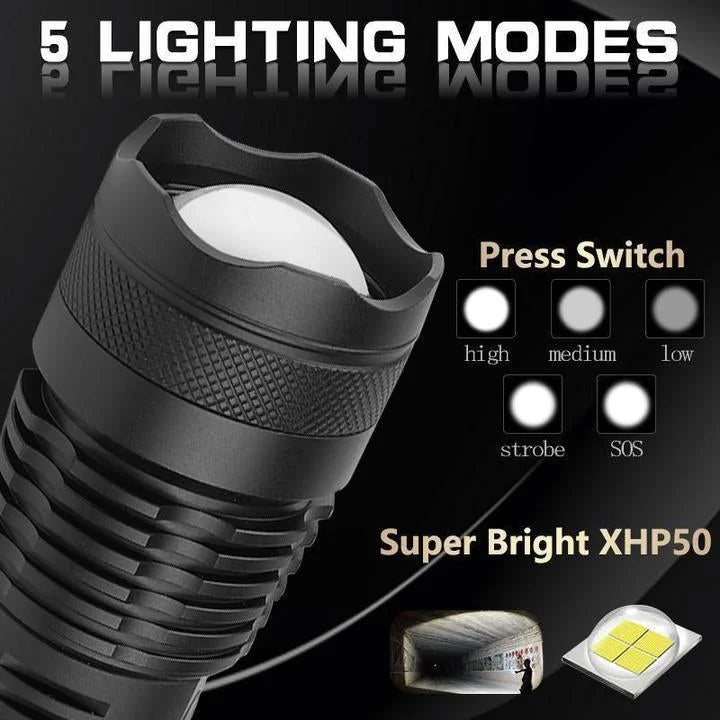 90000 Lumens XHP50.2 Ultra Bright High-Power Flashlight