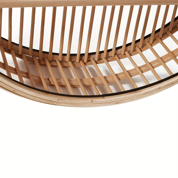 Handmade Round Bamboo Wall Shelf | Boho Floating Organizer
