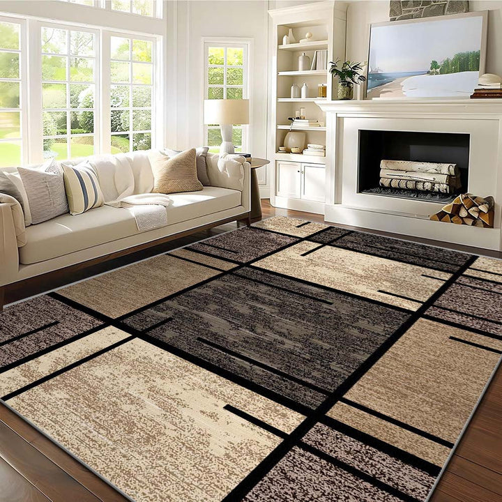 Geometric Elegance Area Rug | Modern Washable Non-Slip Mat