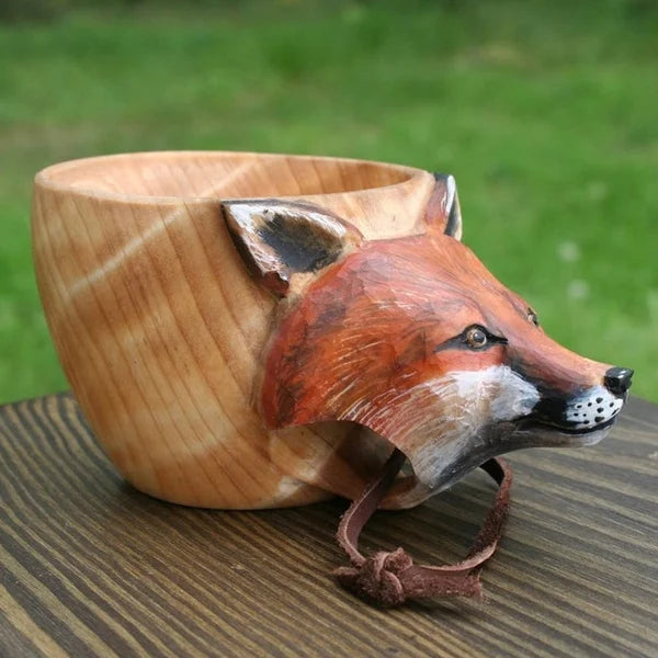 Handmade Wooden Cup - Wild Animal Design for Adventurous Hydration-Orizon Depot