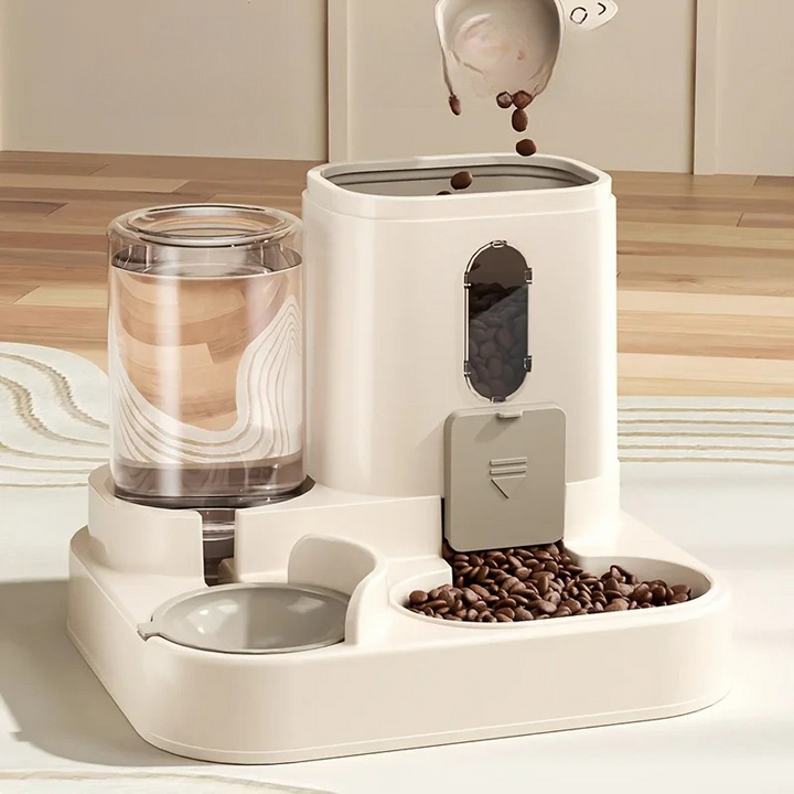 Dual Pet Feeder with Water Dispenser for Dogs and Cats