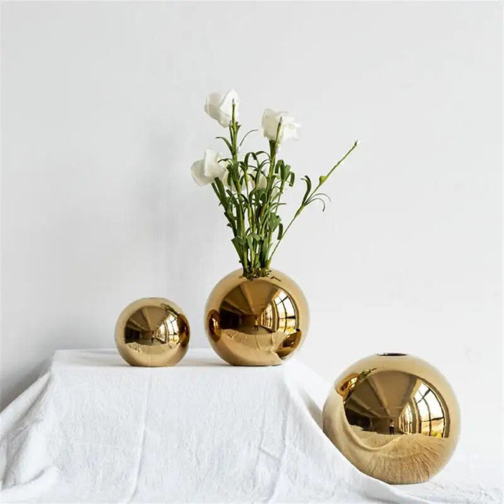 Elegant Golden Ball Vase for Home Decor and Floral Arrangements-Orizon Depot