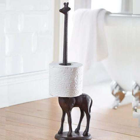 Cast Iron Giraffe Toilet Paper Holder for Unique Bathroom Decor-Orizon Depot