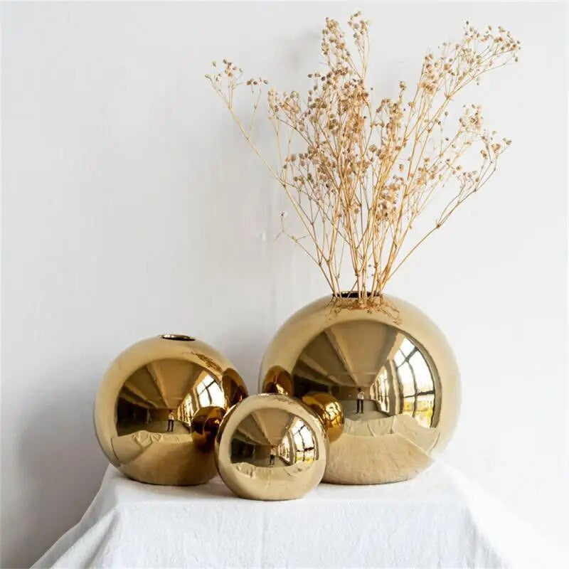 Elegant Golden Ball Vase for Home Decor and Floral Arrangements-Orizon Depot