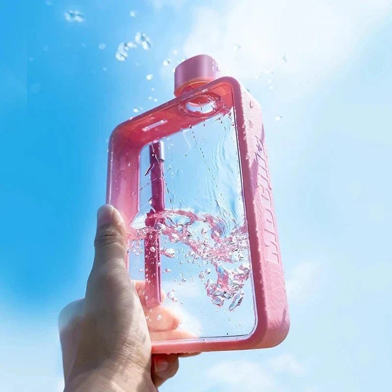 Flat Transparent Water Bottle for Easy Hydration-Orizon Depot
