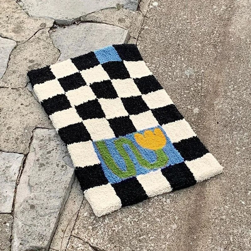 Fluffy Chessboard Area Rug for Cozy Home Decor-Orizon Depot