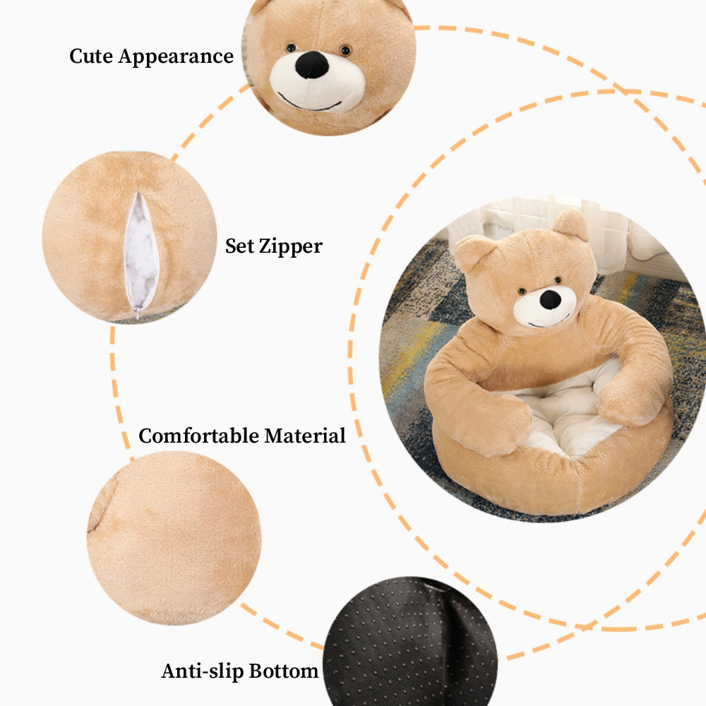 Cute Detachable Cuddly Bear Cat Bed for Cozy Comfort-Orizon Depot