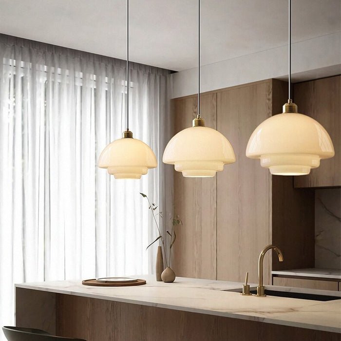Modern White Glass Pendant Light | Mid-Century Style Fixture