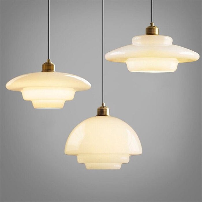 Modern White Glass Pendant Light | Mid-Century Style Fixture