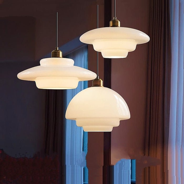 Modern White Glass Pendant Light | Mid-Century Style Fixture