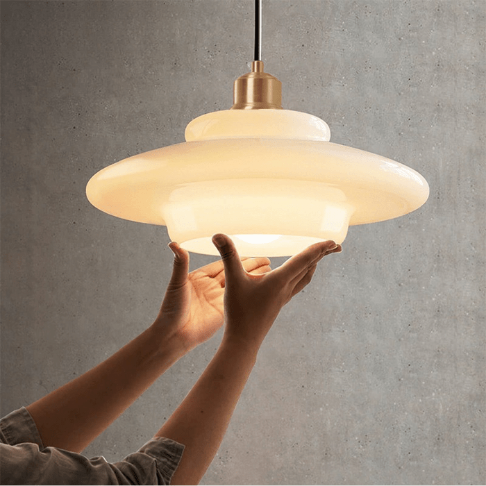 Modern White Glass Pendant Light | Mid-Century Style Fixture