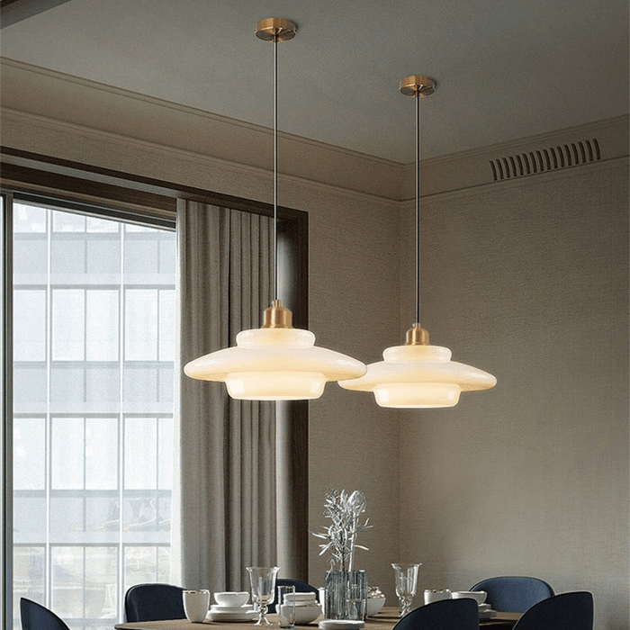 Modern White Glass Pendant Light | Mid-Century Style Fixture