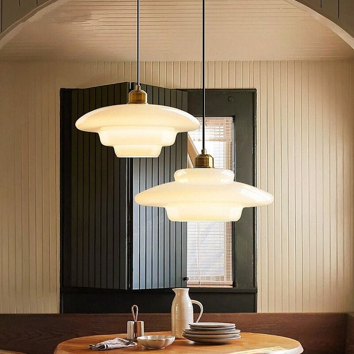Modern White Glass Pendant Light | Mid-Century Style Fixture