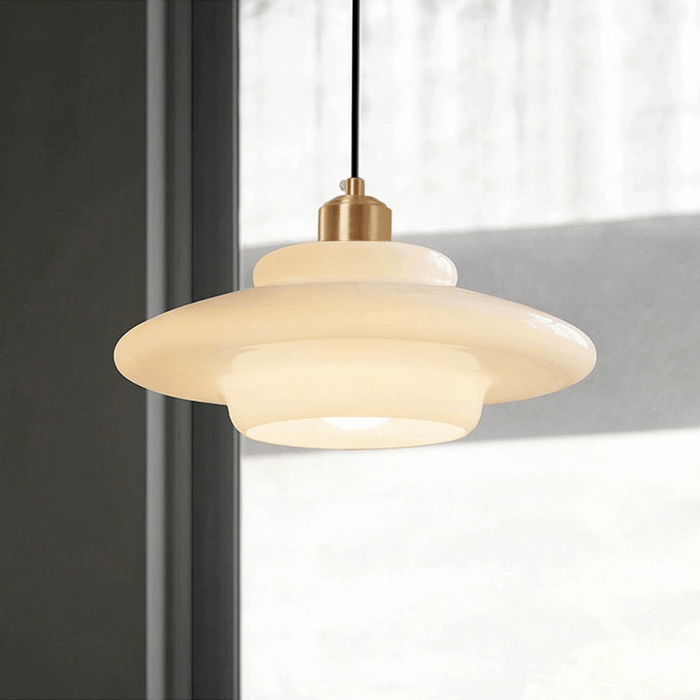 Modern White Glass Pendant Light | Mid-Century Style Fixture