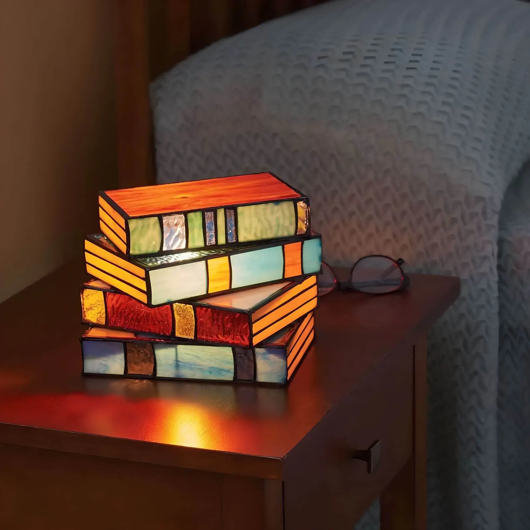 Handcrafted Stained Glass Book Lamp | Unique Art Lighting-Orizon Depot
