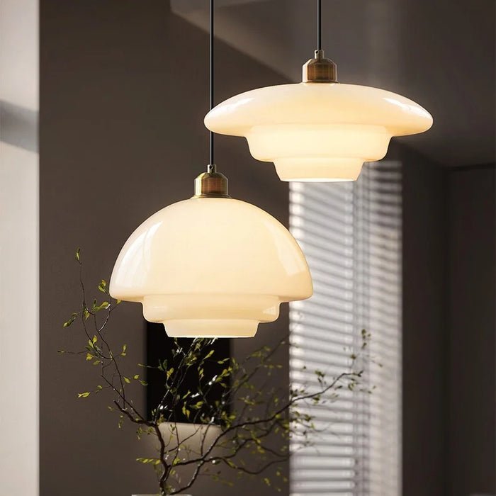 Modern White Glass Pendant Light | Mid-Century Style Fixture
