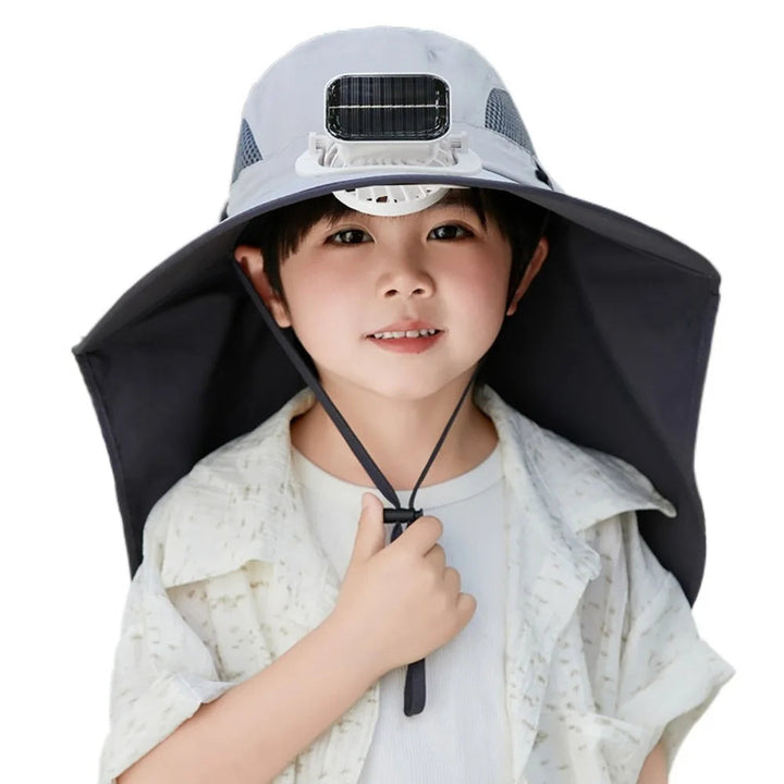 Adjustable Solar Fan Hat for Kids