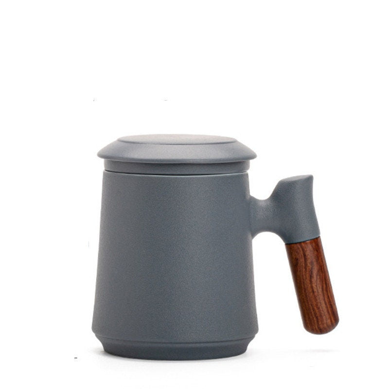 Japanese Ceramic Tea Mug Set with Strainer and Lid, Handmade-Orizon Depot
