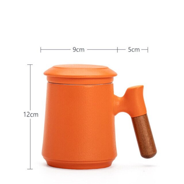Japanese Ceramic Tea Mug Set with Strainer and Lid, Handmade-Orizon Depot