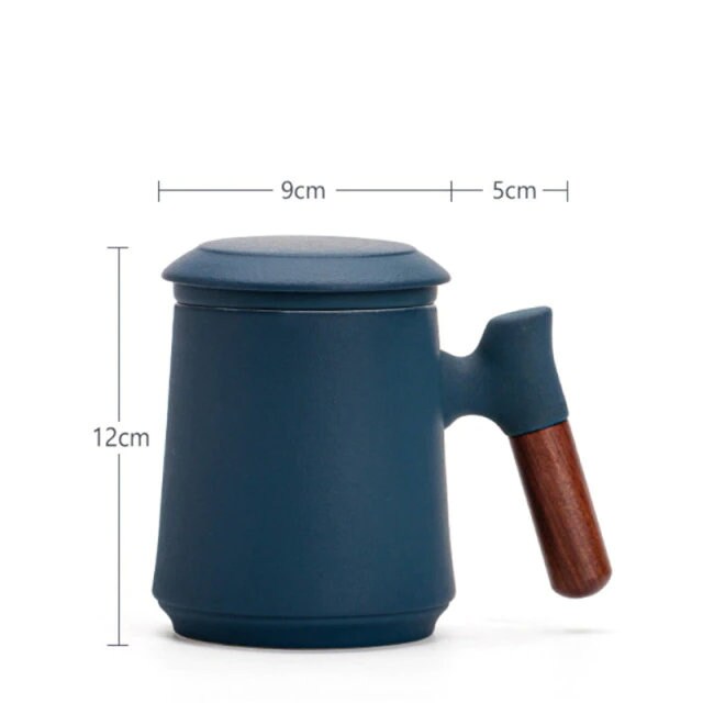 Japanese Ceramic Tea Mug Set with Strainer and Lid, Handmade-Orizon Depot