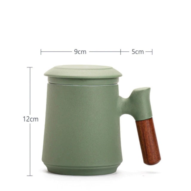 Japanese Ceramic Tea Mug Set with Strainer and Lid, Handmade-Orizon Depot