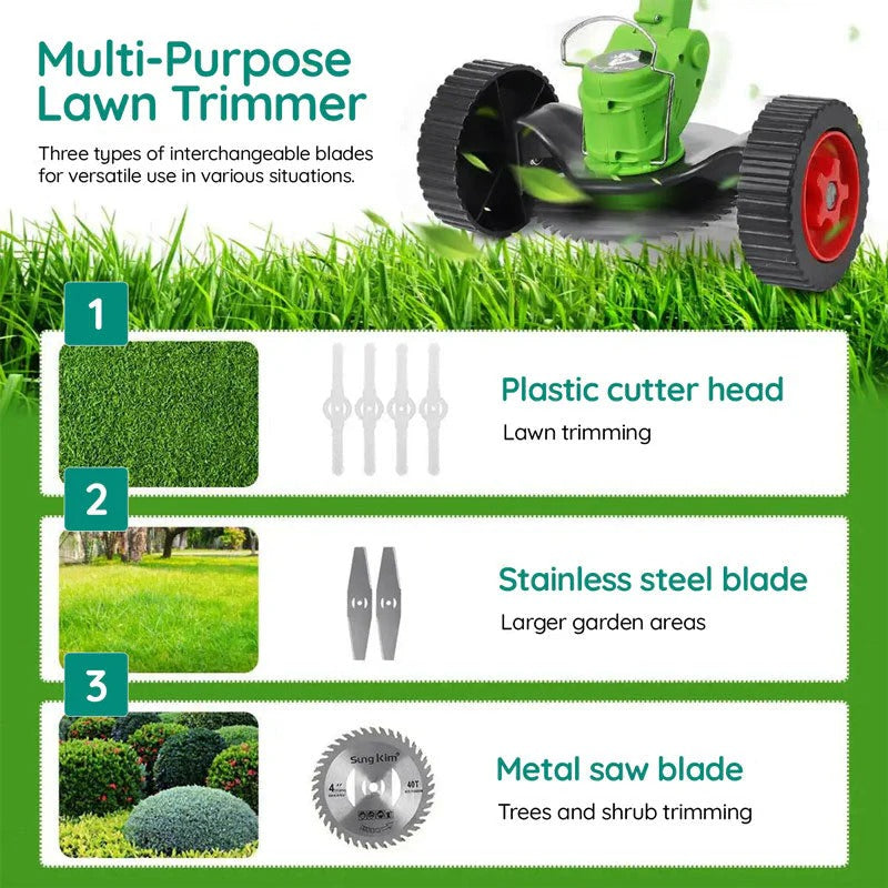 Cordless Electric Grass Trimmer with Powerful Battery Operation