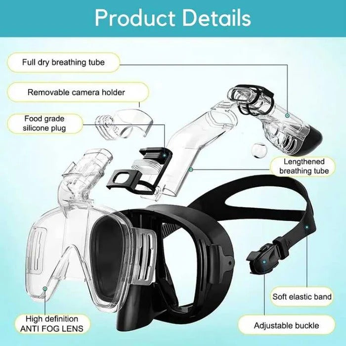 Snorkeling Mask with Anti-Leak Dry Top Technology