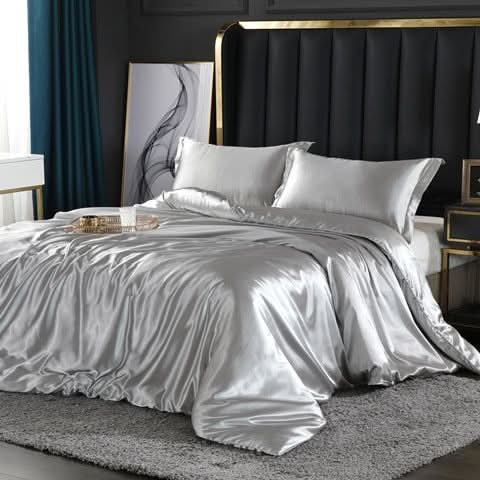 Silk Satin 4-Piece Bedding Set with Duvet Cover for Luxurious Comfort-Orizon Depot