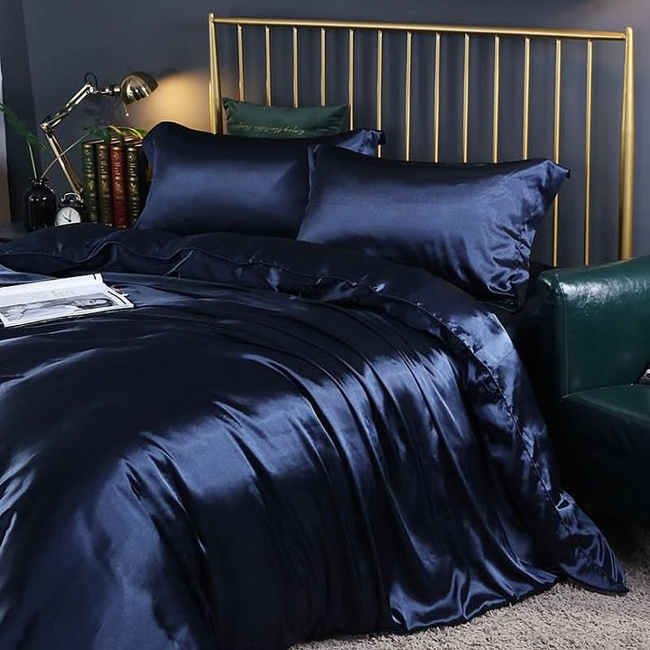 Silk Satin 4-Piece Bedding Set with Duvet Cover for Luxurious Comfort-Orizon Depot