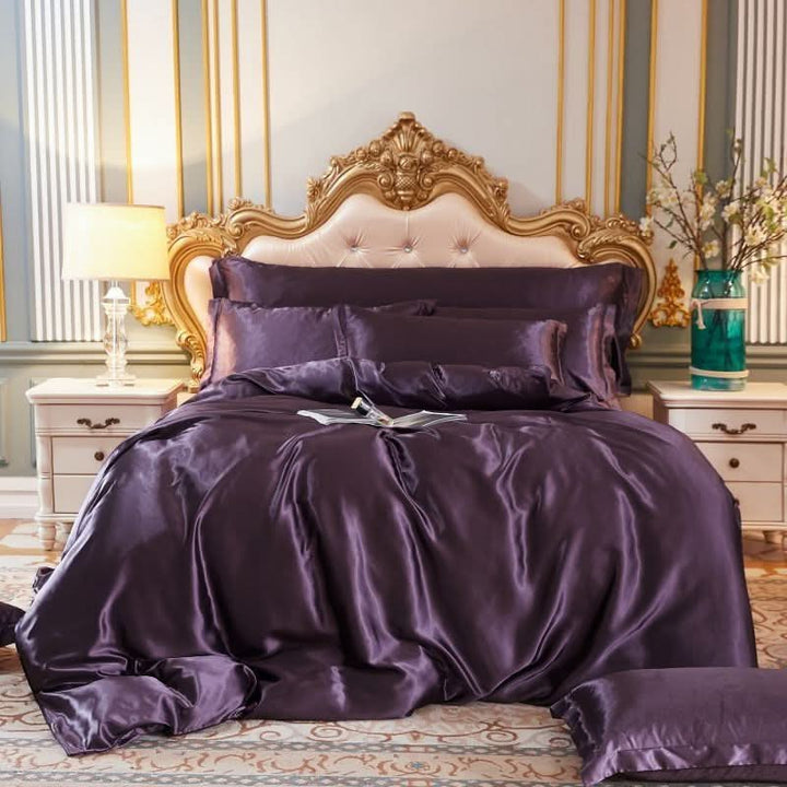 Silk Satin 4-Piece Bedding Set with Duvet Cover for Luxurious Comfort-Orizon Depot