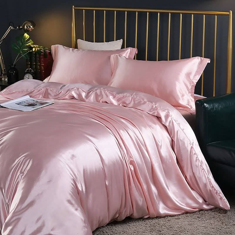 Silk Satin 4-Piece Bedding Set with Duvet Cover for Luxurious Comfort-Orizon Depot