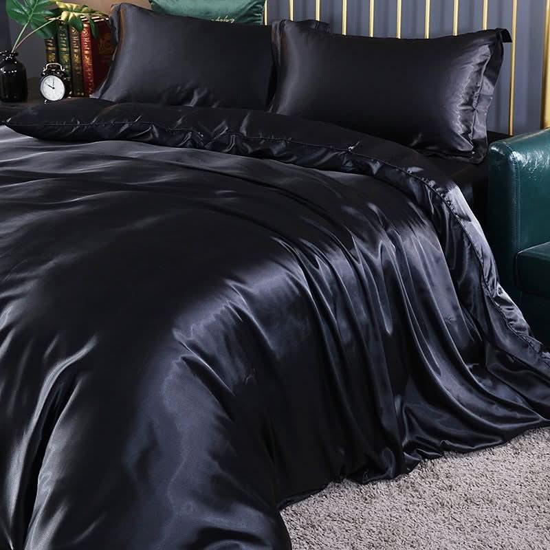 Silk Satin 4-Piece Bedding Set with Duvet Cover for Luxurious Comfort-Orizon Depot