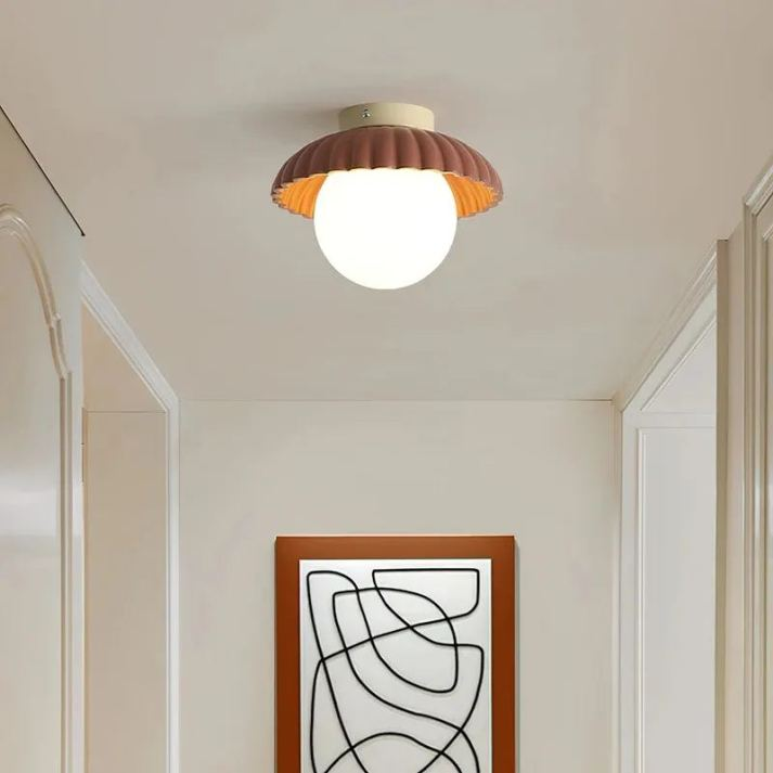 Modern Glass and Metal Flush Mount Ceiling Light for Hallways