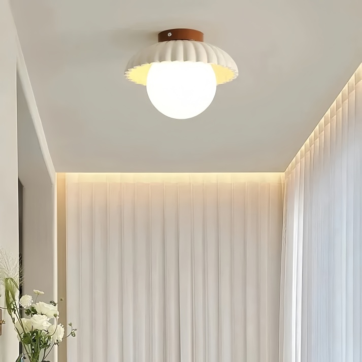 Modern Glass and Metal Flush Mount Ceiling Light for Hallways