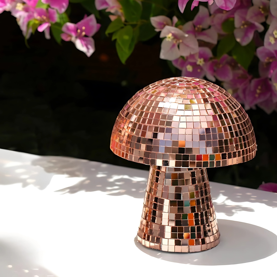 Metallic Disco Mushroom Table Lamp for Stylish Home Decor-Orizon Depot