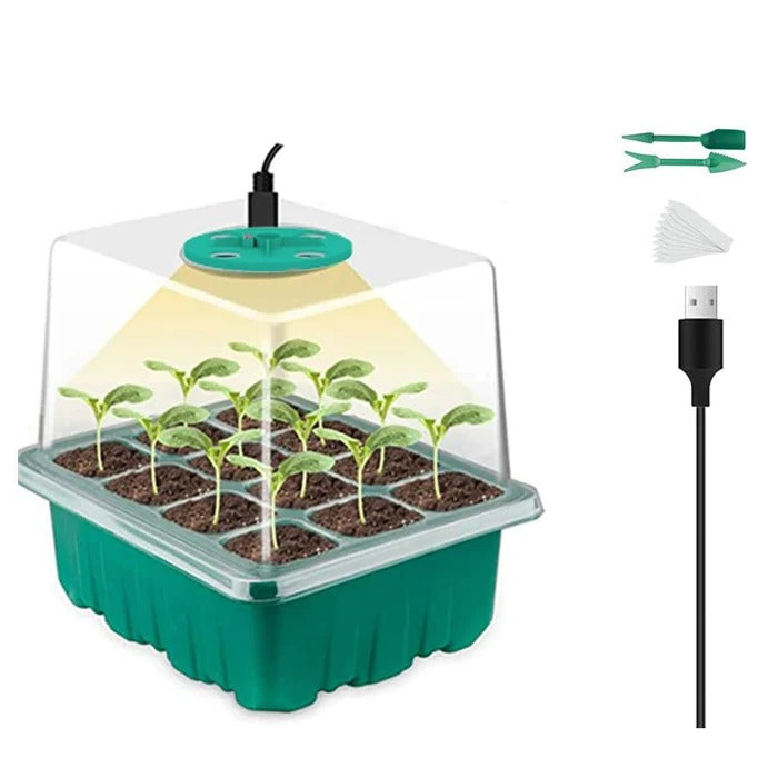 Nursery Plant Starter Tray with Grow Light and Lamp for Home Use