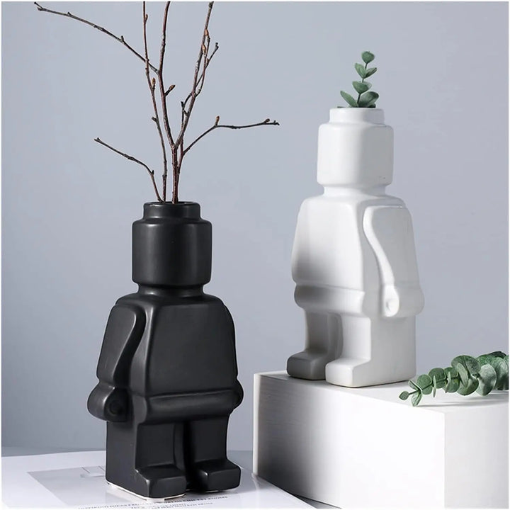 Ceramic Lego-Inspired Vase for Home Decor-Orizon Depot