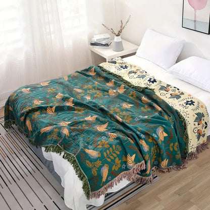Reversible Cozy Scandinavian Style Blanket for Bed & Sofa Comfort