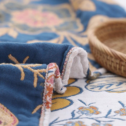 Artistic Floral Pattern Boho Throw Blanket for Home Decor