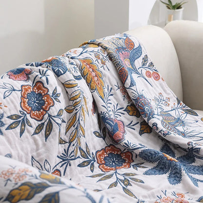 Artistic Floral Pattern Boho Throw Blanket for Home Decor