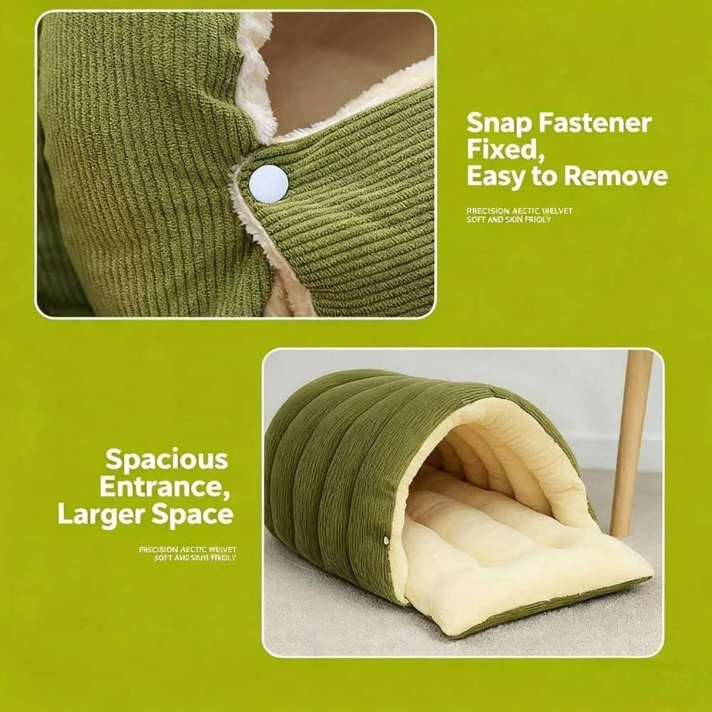 Washable Winter Closed Cat Bed with Removable Cover