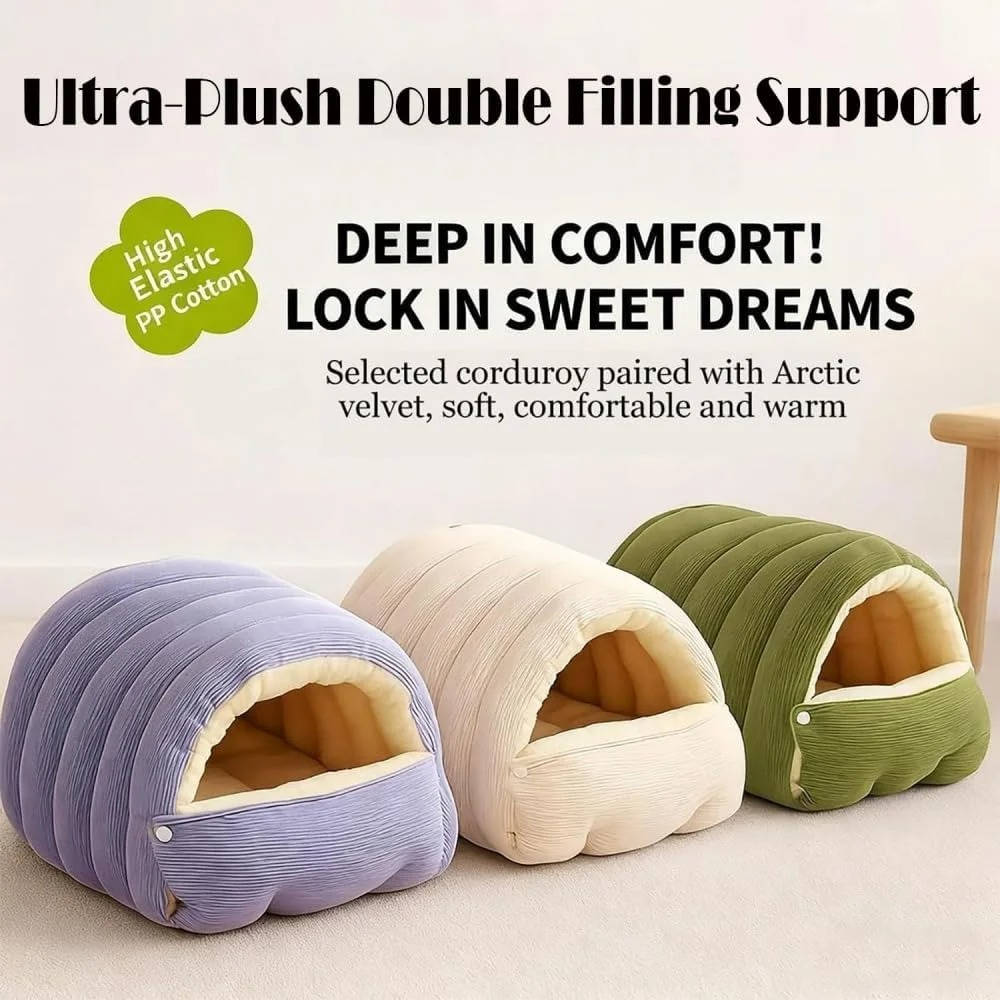 Washable Winter Closed Cat Bed with Removable Cover