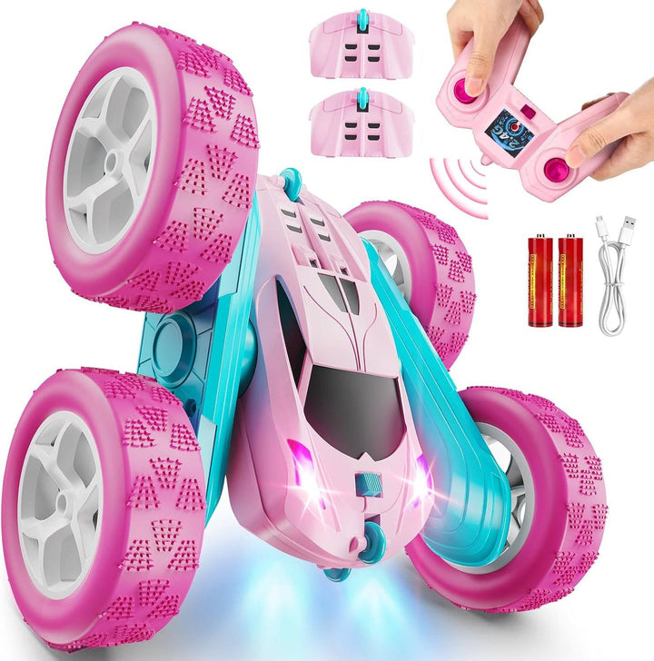Remote Control Cars for Kids 6-12 with LED Lights & 360° Flips