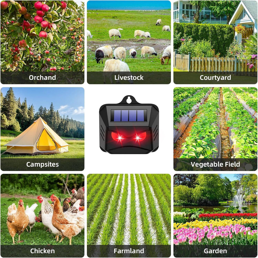 2-Pack Solar Ultrasonic Animal Repellent Devices