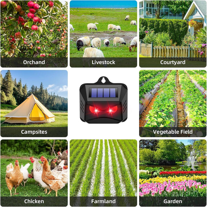 2-Pack Solar Ultrasonic Animal Repellent Devices