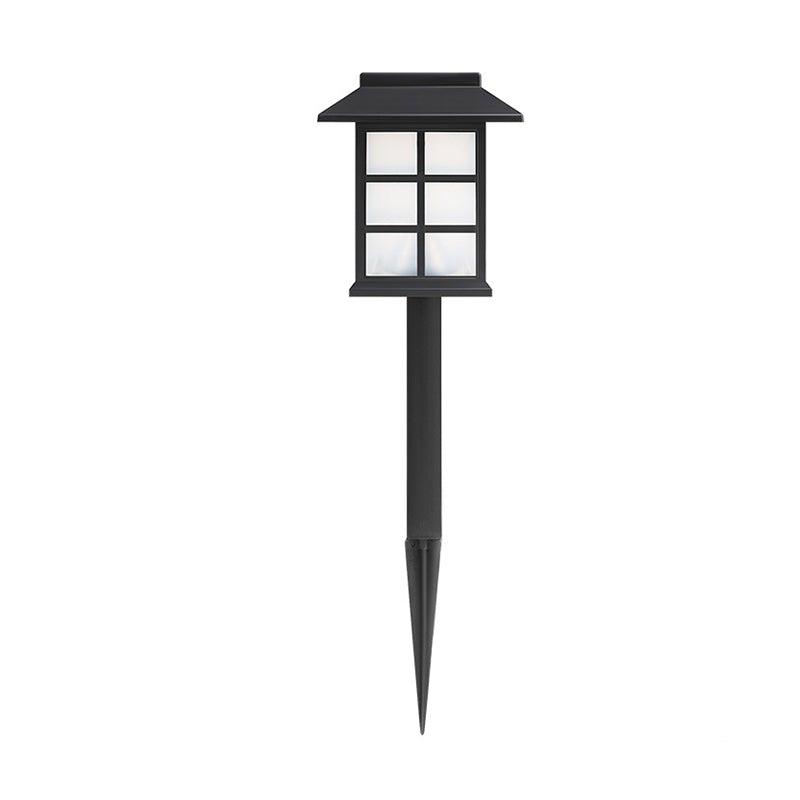 Square Pavilion Solar Outdoor Lights - Black LED Garden Stake Lighting