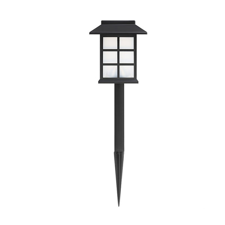 Square Pavilion Solar Outdoor Lights - Black LED Garden Stake Lighting