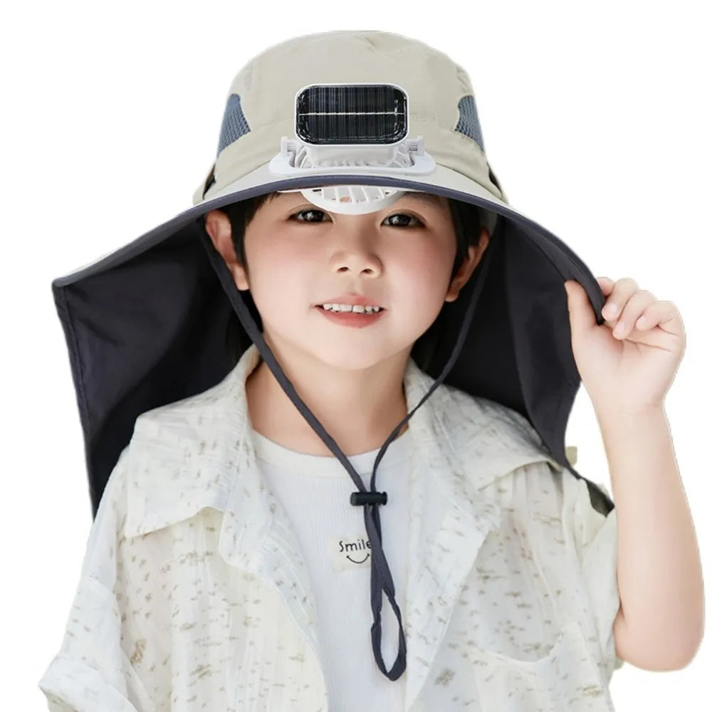 Adjustable Solar Fan Hat for Kids